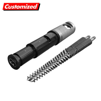 Un bon prix. Ensemble canon-vis conique à double vis entièrement imbriquées de haute précision personnalisé pour extrudeuse en ligne