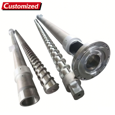 Un bon prix. Vis sans fin de diamètre 55 personnalisé pour machine d'extrusion pour matériaux PP HDPE PPS LDPE Traitement nitruré ou bimétallique Machine plastique en ligne